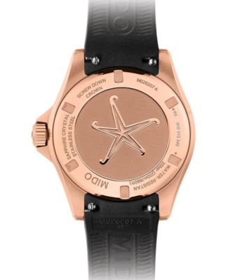 Women's Swiss Automatic Ocean Star Diamond Accent Black Rubber Strap Watch 37mm