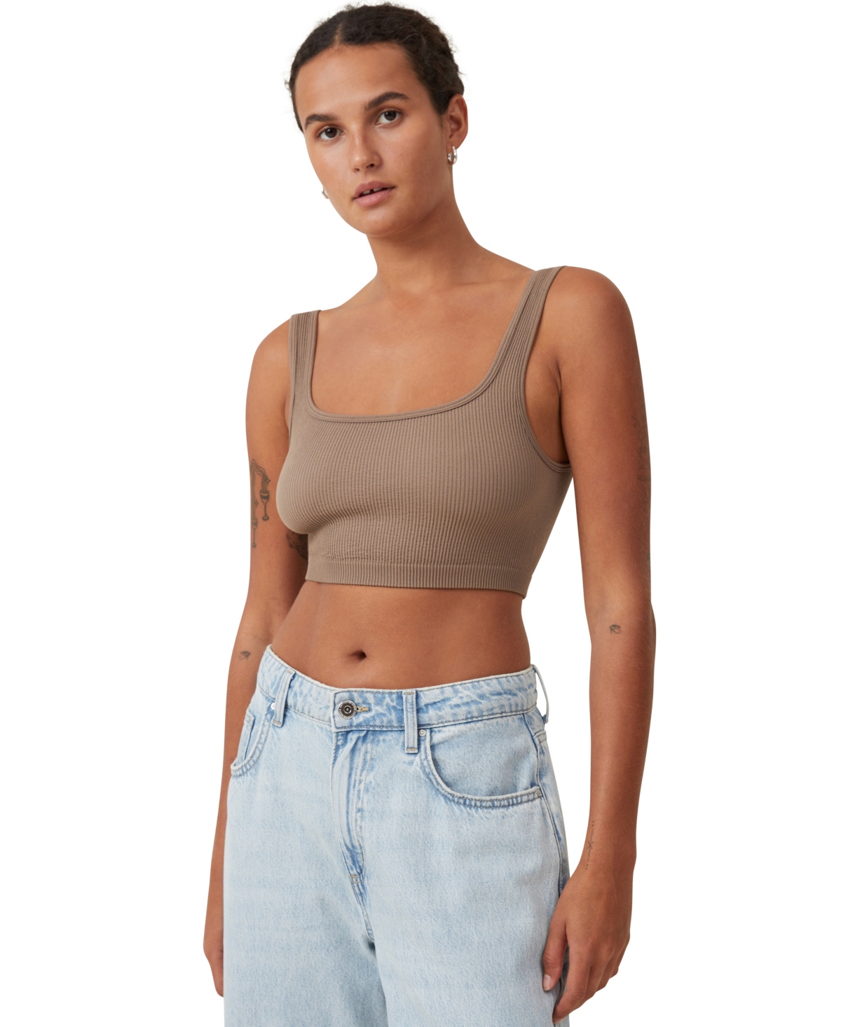 Cotton On Women's Seamless Abbie Micro Crop Tank Top In Rich Taupe