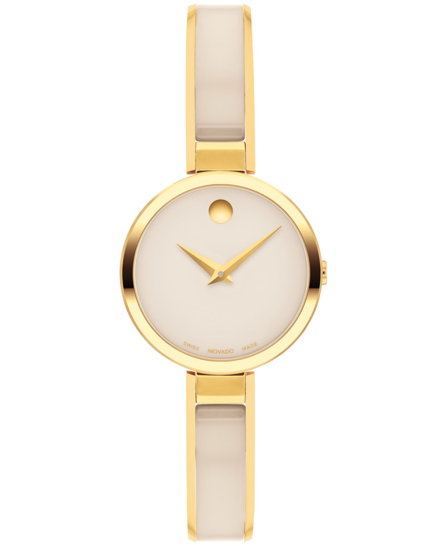 Women's Moda Swiss Quartz Taupe Ceramic Gold-Tone Yellow PVD Watch 24mm