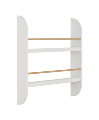 Steiner Rounded Contemporary 2-Tier Kids Book or Magazine Storage Wall-Mount Bookcase with Contrasting Wood-Toned Rods