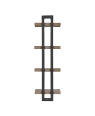 4-Tier Ladder Bracket Floating Wall Shelves, Black Metal Finish
