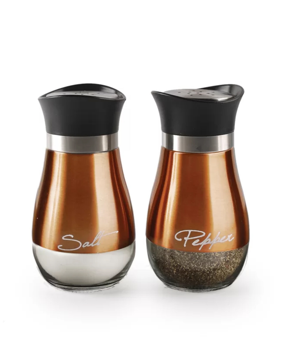 Circleware Cafe Contempo Copper And Glass 2 Pc Salt And Pepper