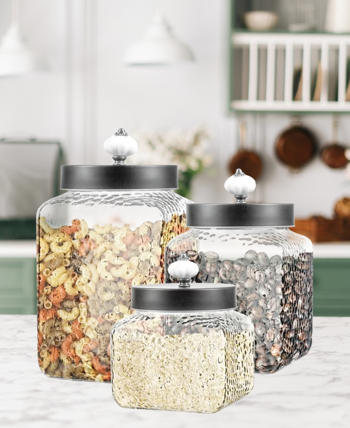 Shop Style Setter Hammered Square 3 Pc Canister Set In Clear