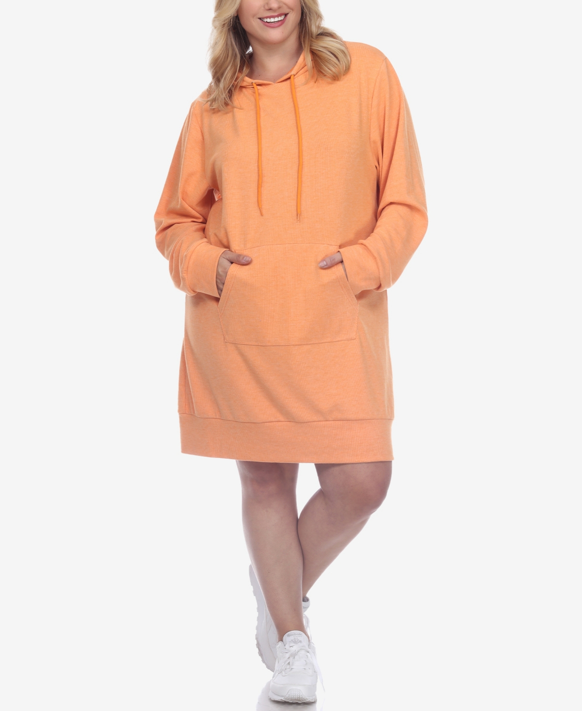 Plus Size Hoodie Sweatshirt Dress - Beige