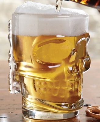 Set of 2 17.62 oz Skull Glass Mugs