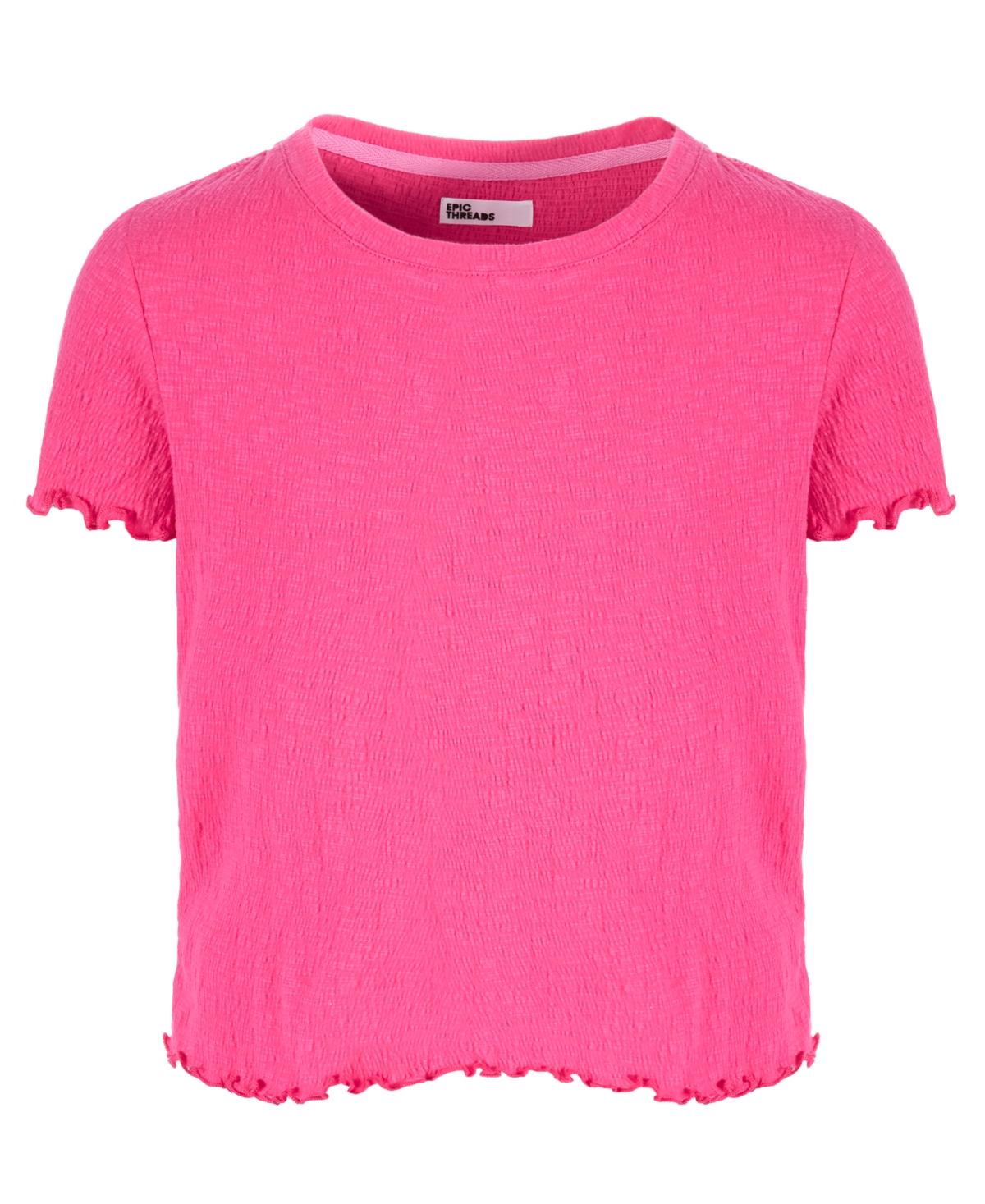 Shop Epic Threads Big Girls Solid-color Textured T-shirt, Created For Macy's In Pink Lightning