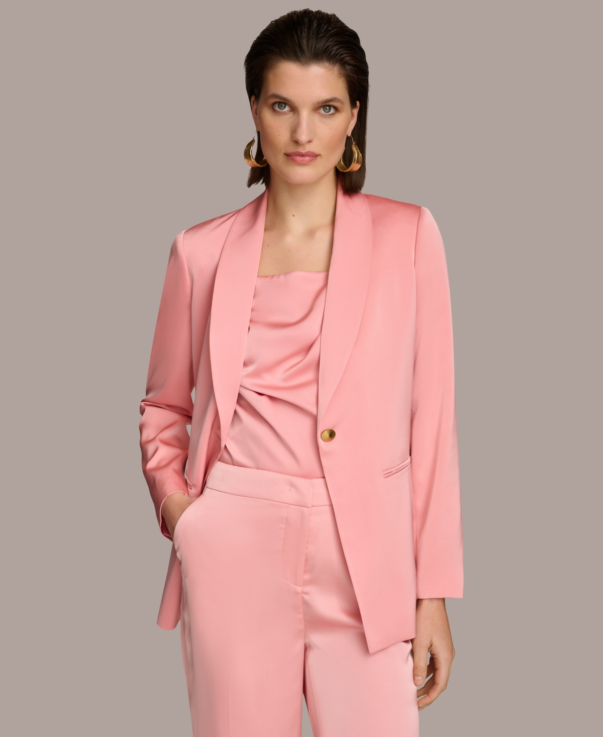 Shop Donna Karan Women's Satin One-button Jacket In Tourmaline