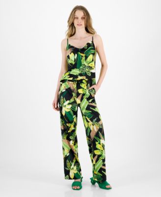 Womens Printed Cowlneck Camisole Top Drawstring Waist Pull On Pants Created For Macys