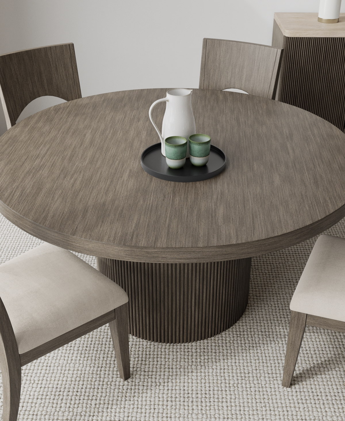 Macy's Frandlyn 5pc Dining Set (round Table + 4 Side Chairs) In No Color