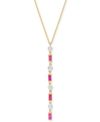 Macy's - Ruby (5/8 ct. t.w.) & Diamond (1/5 ct. t.w.) Lariat Necklace in 10k Gold, 16-1/2" + 1" extender