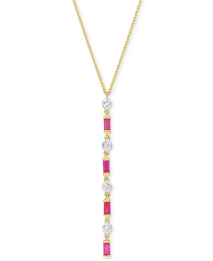 Macy's Ruby (5/8 ct. t.w.) & Diamond (1/5 ct. t.w.) Lariat Necklace in ...