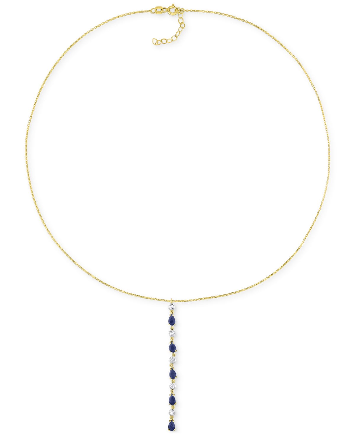 Shop Macy's Sapphire (1-1/4 Ct. T.w.) & Diamond (1/4 Ct. T.w.) Lariat Necklace In 14k Gold, 16-1/2" + 1" Extende