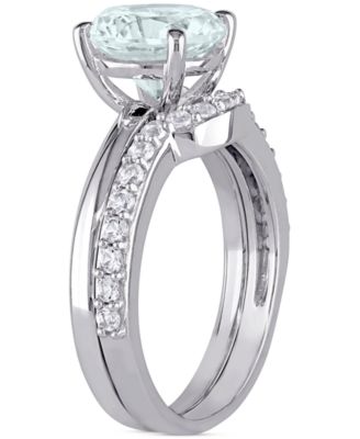 Aquamarine (1-5/8 ct. t.w.) & Lab-Grown White Sapphire (3/8 ct. t.w.) Bridal Set in 10k White Gold