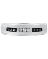 Men's Black & White Diamond Band (1/10 ct. t.w.) in 10k White Gold - White Gold