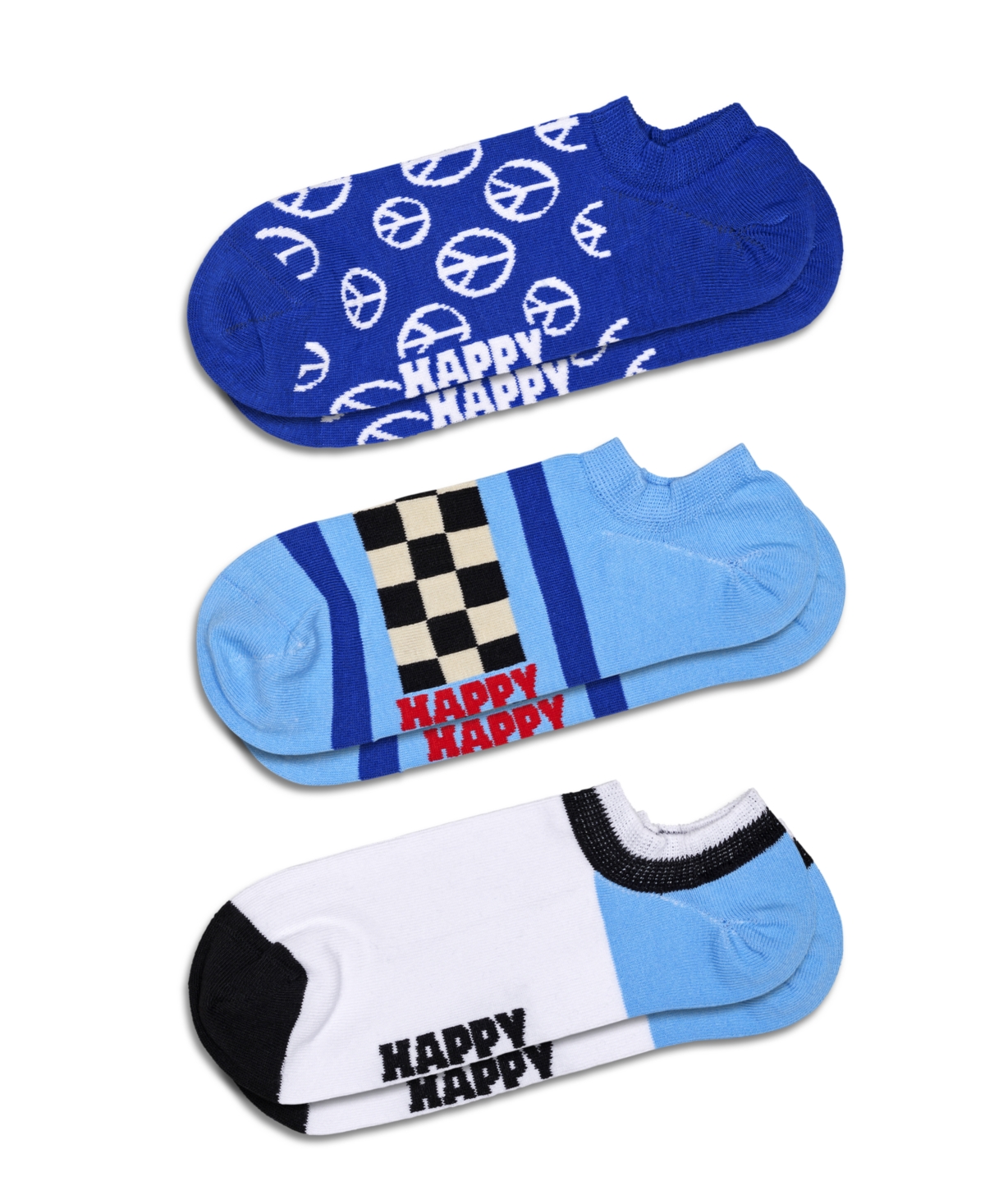 Shop Happy Socks 3-pack Peace No Show Socks In Navy