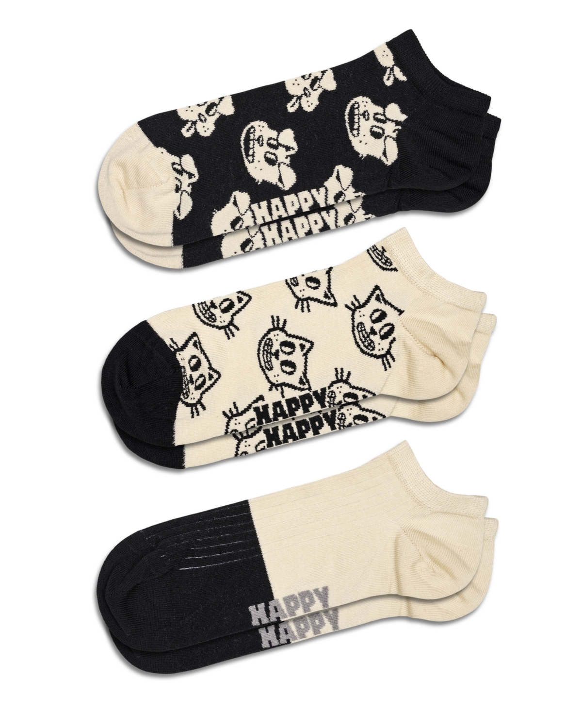 Shop Happy Socks 3-pack Pets Low Socks In Black