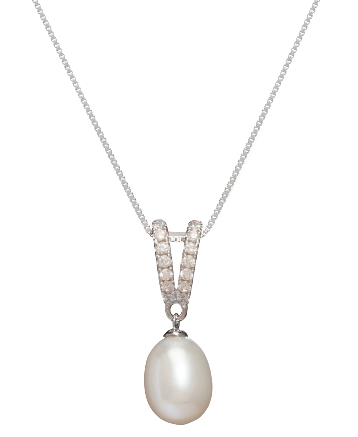 Cultured Freshwater Pearl (9 x 10mm & 7 x 9mm) & Cubic Zirconia Jewelry Set in Sterling- Silver
