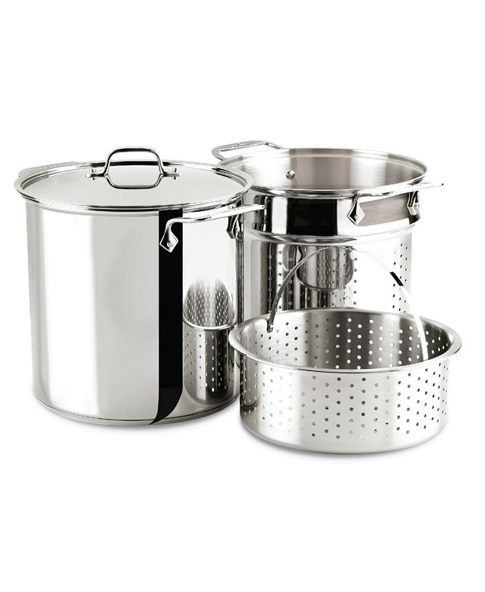 All-Clad Stainless Steel 12 Qt. Covered Multi Pot with Pasta & Steamer ...
