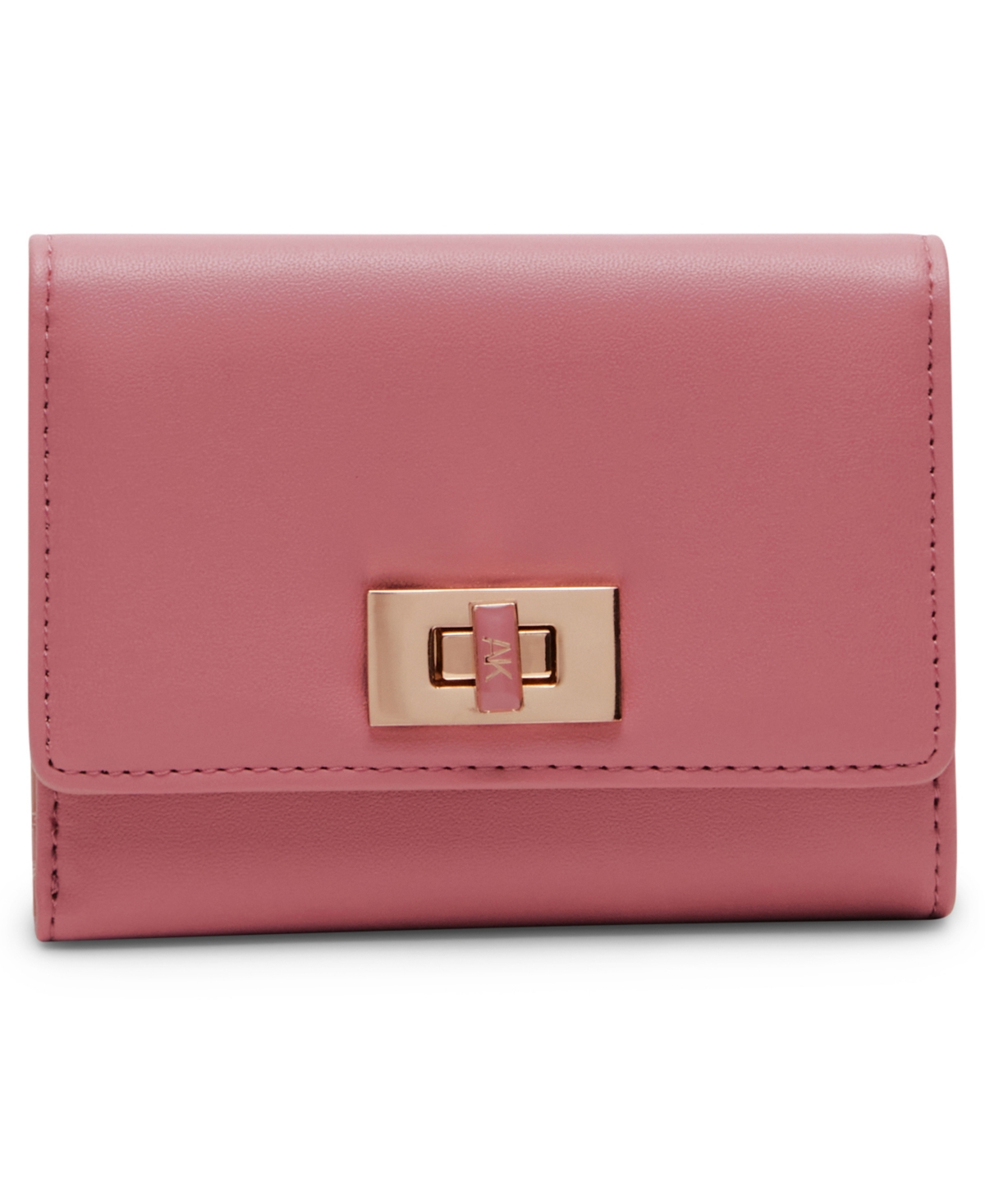Anne Klein Mini Flap With Enamel Turn Lock Wallet In Pink
