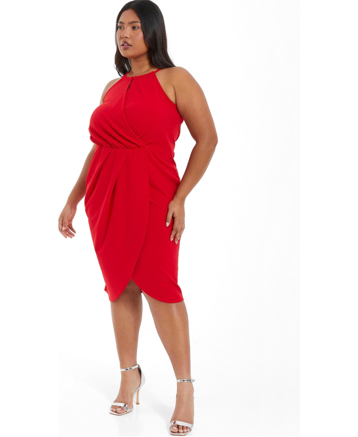 Women's Plus Size High Neck Wrap Dress