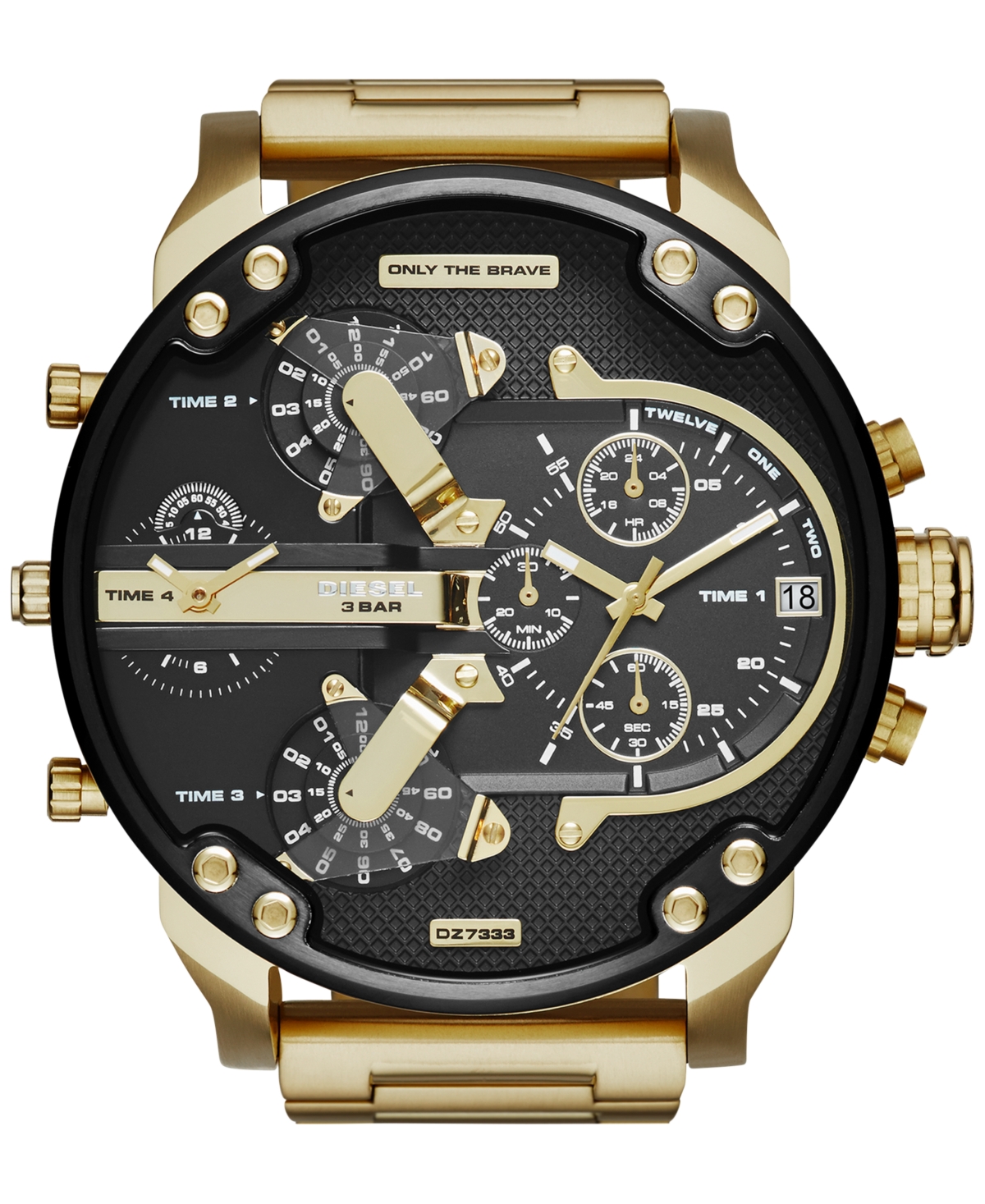 Shop Diesel Men's Mr. Daddy 2.0 Gold-tone Ion-plated Stainless Steel Bracelet Watch 57mm Dz7333 In Gold,black