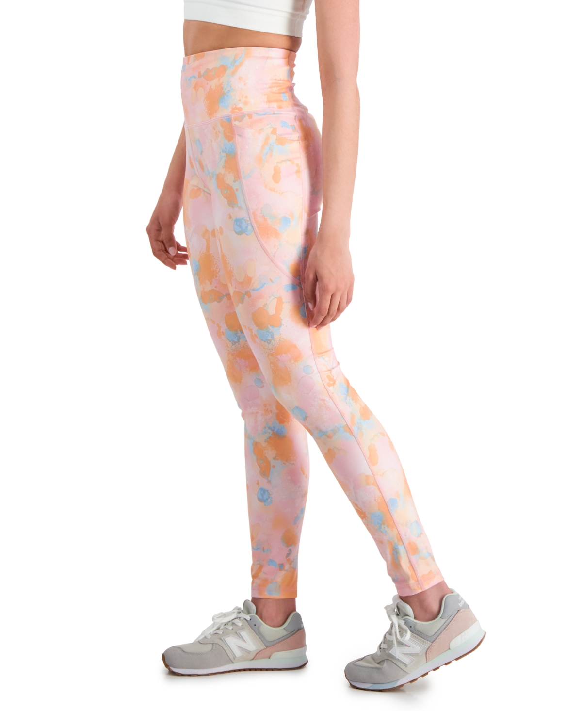 Shop Id Ideology Women's Printed Cropped Compression Leggings, Created For Macy's In Pink Icing