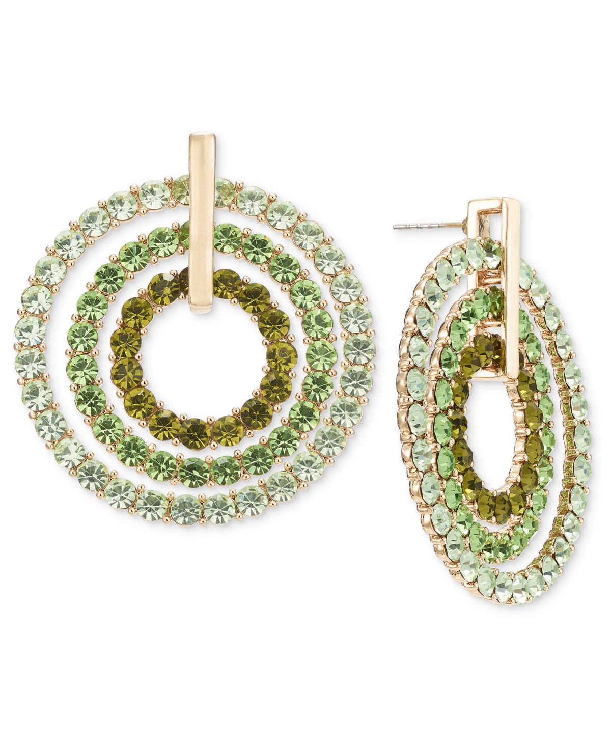 Shop Inc International Concepts Color Pave Orbital Drop Earrings, Created For Macy's In Green