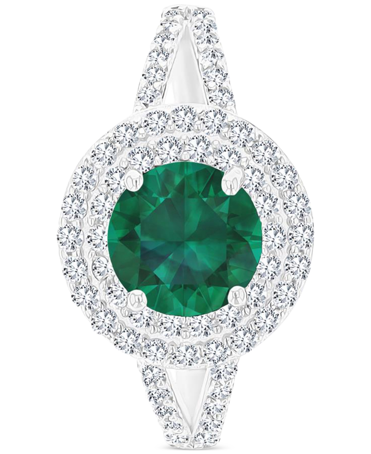 Macy's Amethyst (1-1/5 Ct. T.w.) & Lab-grown White Sapphire (5/8 Ct. T.w.) Halo Birthstone Ring In Sterling In Emerald