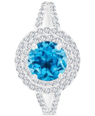 Amethyst (1-1/5 ct. t.w.) & Lab-Grown White Sapphire (5/8 ct. t.w.) Halo Birthstone Ring in Sterling Silver (Also in Additional Birthstones)