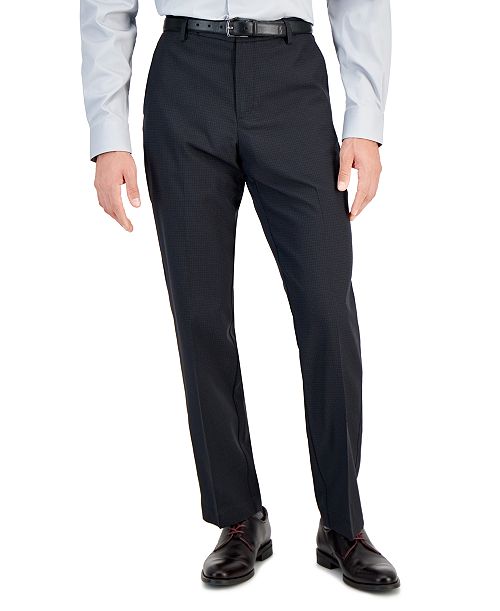 alfani Perry Ellis Portfolio Men's Modern-Fit Stretch Solid Resolution Pants Men's Fashion & Accessories