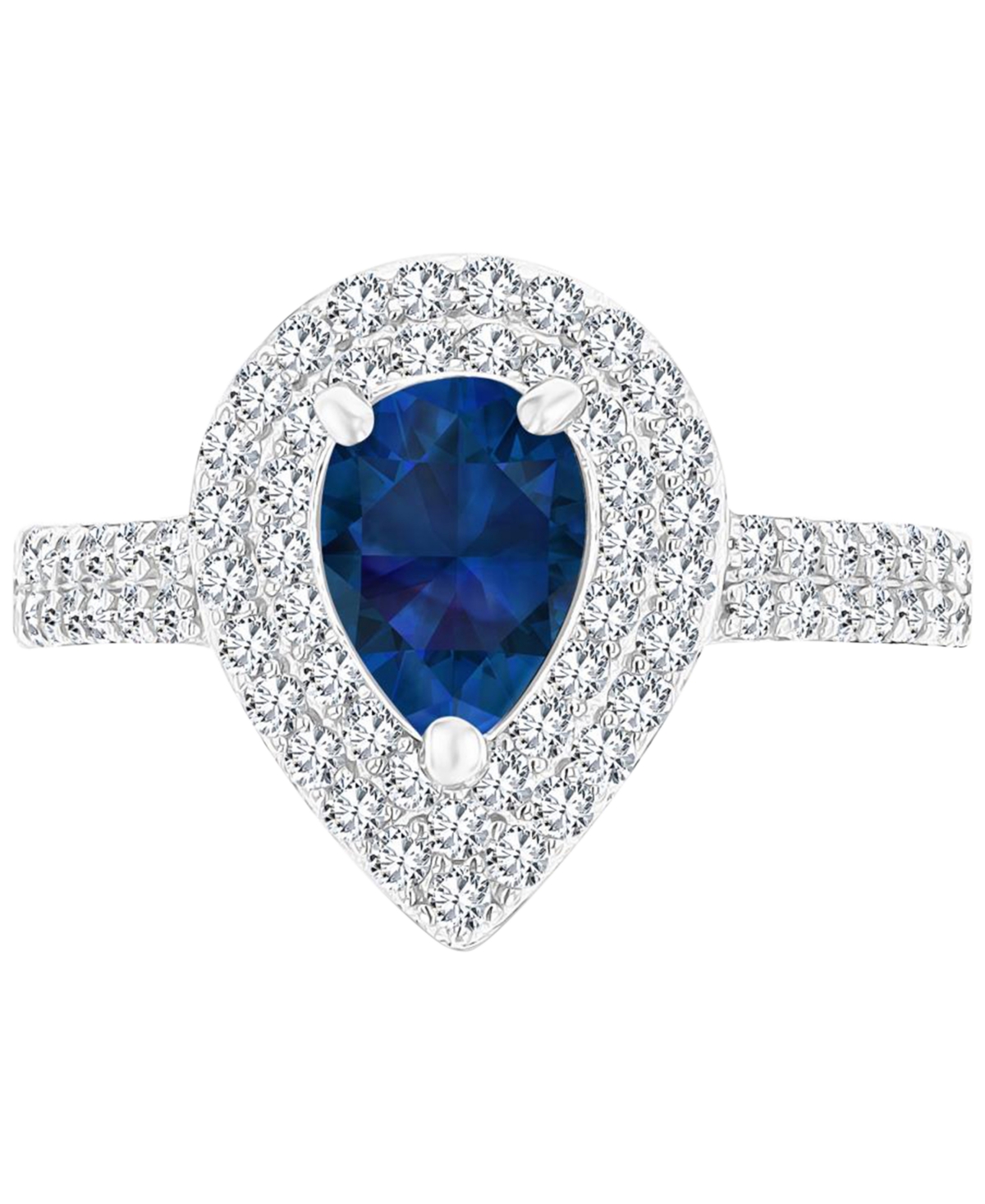 Macy's Amethyst (3/4 Ct. T.w.) & Lab-grown White Sapphire (3/4 Ct. T.w.) Teardrop Halo Birthstone Ring In S