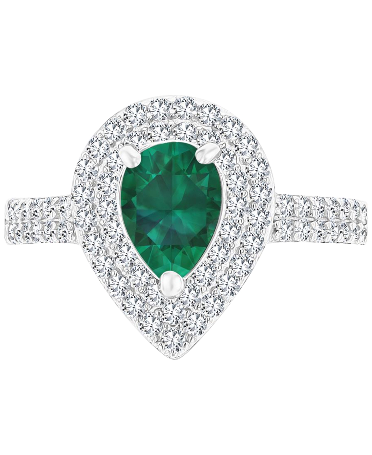 Macy's Amethyst (3/4 Ct. T.w.) & Lab-grown White Sapphire (3/4 Ct. T.w.) Teardrop Halo Birthstone Ring In S In Emerald