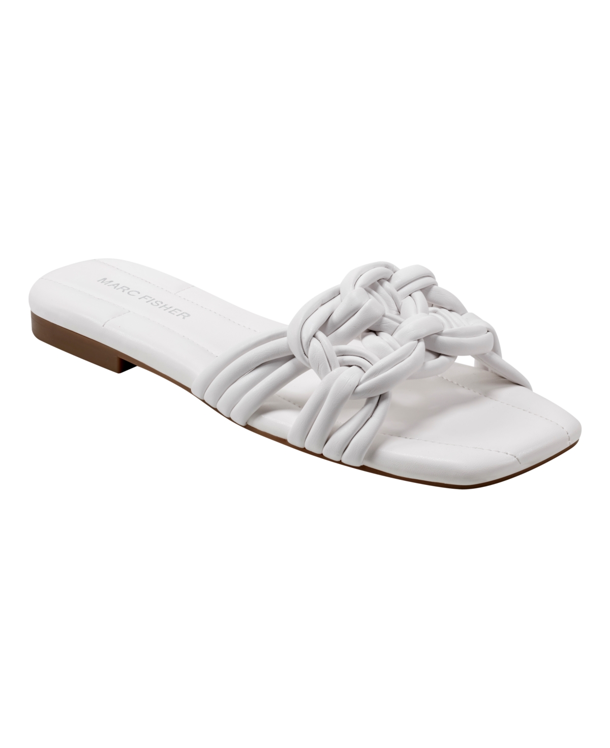 Shop Marc Fisher Women's Lartie Slip-on Casual Flat Sandals In White