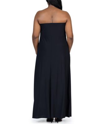 Plus Size Strapless Maxi Dress with Pockets