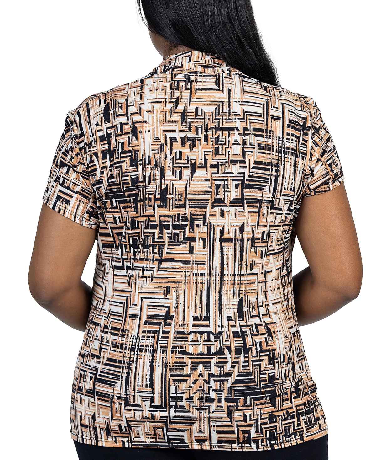 24seven Comfort Apparel Plus Size Short Sleeve V Neck Wrap Top