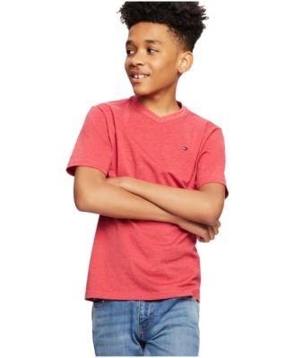 Big Boys' Solid Embroidered Logo V-Neck Tee