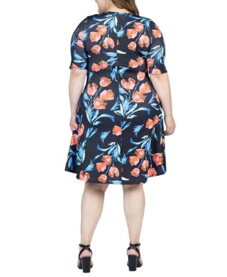 Plus Size Elbow Sleeve Knee Length Dress
