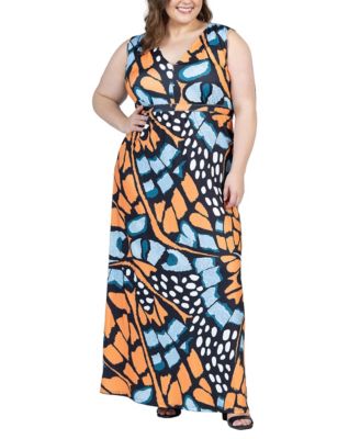 Plus Size Empire Waist Sleeveless Maxi Dress