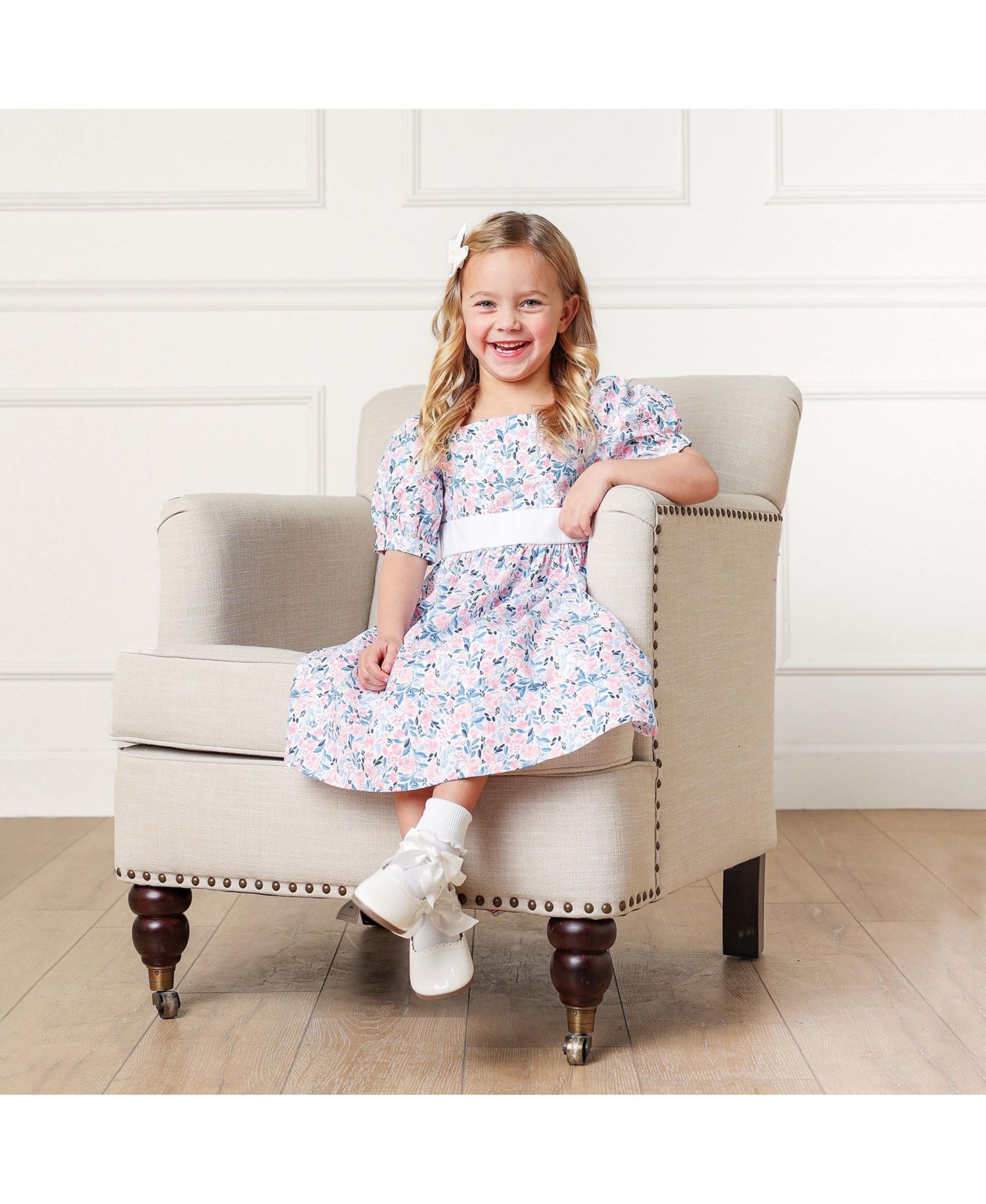 Toddler Girls Hope and Henry Short Sleeve Puff Sleeve Party Dress