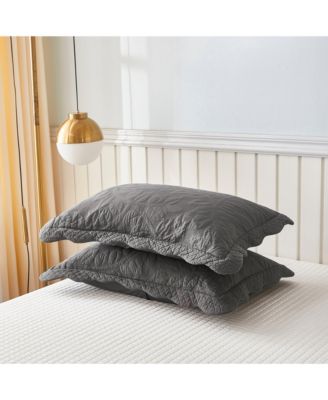 100% Cotton Embroidered Quilted Pillow Shams -Standard