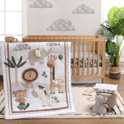 The Peanutshell Safari Serenity Cotton Crib Bedding Set for Baby Boys and Baby Girls 4 Pieces Macy s