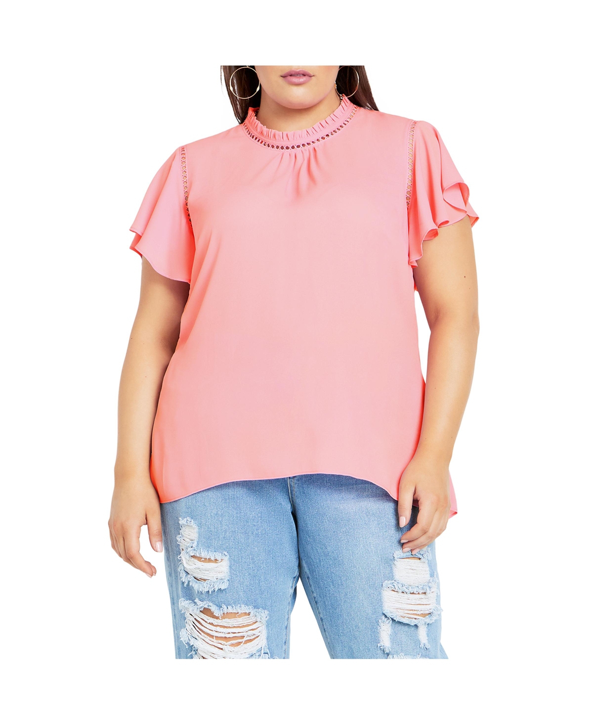 City Chic Women's Kiss Me Quick Short Sleeve Top
