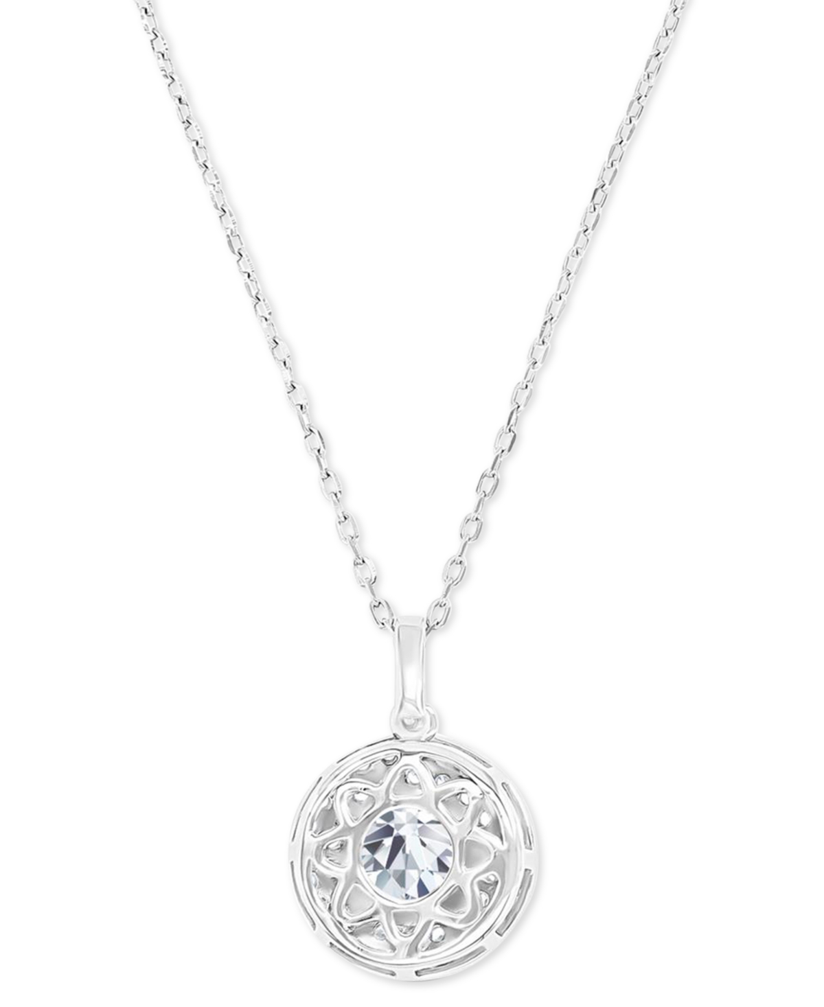 Amethyst (1-1/5 ct. t.w.) & Lab-Grown White Sapphire (3/8 ct. t.w.) Halo Birthstone Pendant Necklace in Sterling Silver, 16