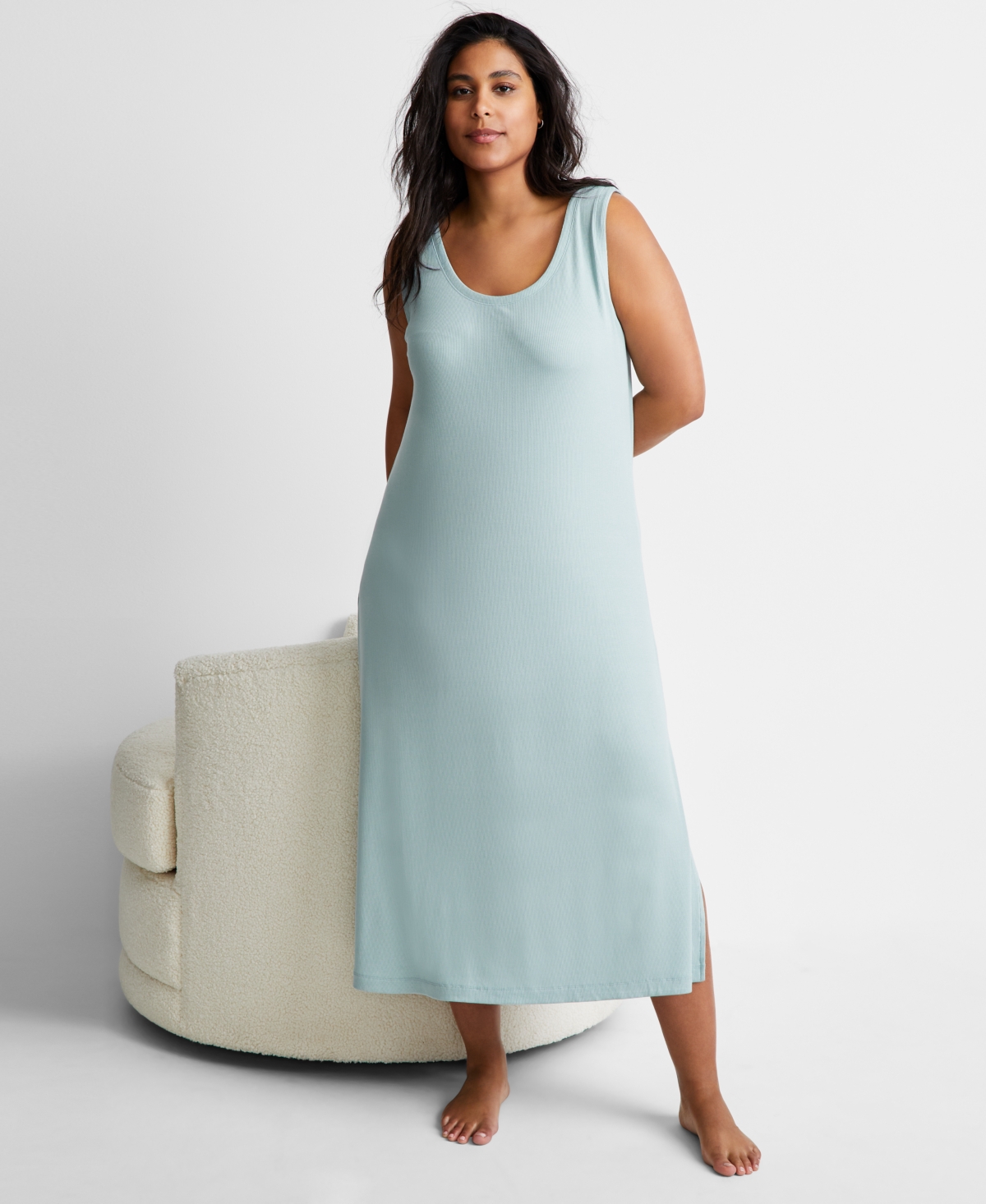 Shop State Of Day Women's Ribbed Modal Blend Tank Nightgown Xs-3x, Created For Macy's In Gray Mist