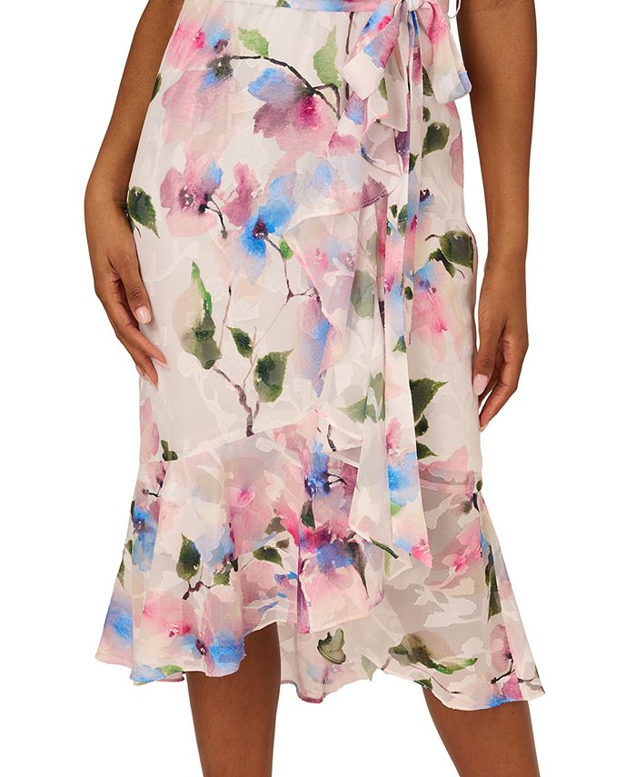 Buy Adrianna By Adrianna Papell Pink Printed Short Flounce Dress From USA