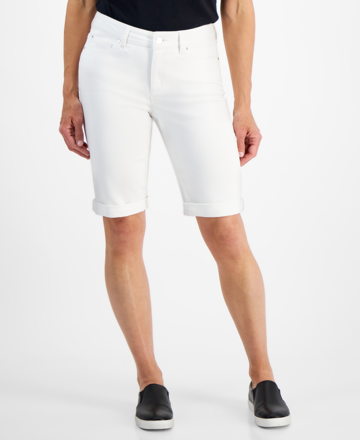 Petite Lexington Denim Bermuda Shorts - Soft White