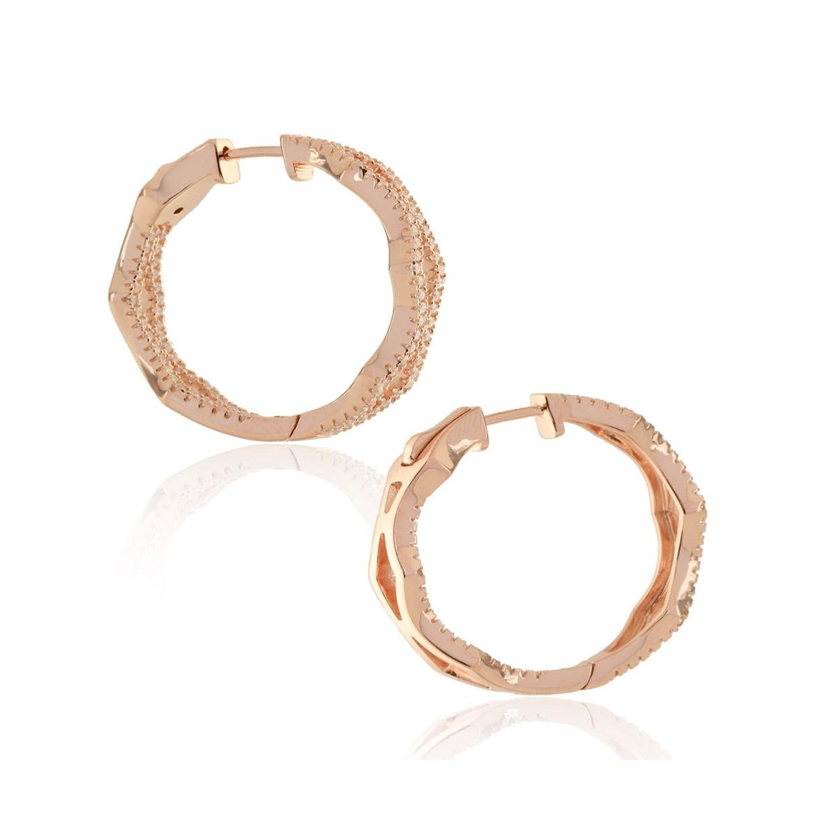 Suzy Levian New York Suzy Levian Sterling Silver Cubic Zirconia Modern Curved Hoop Earrings