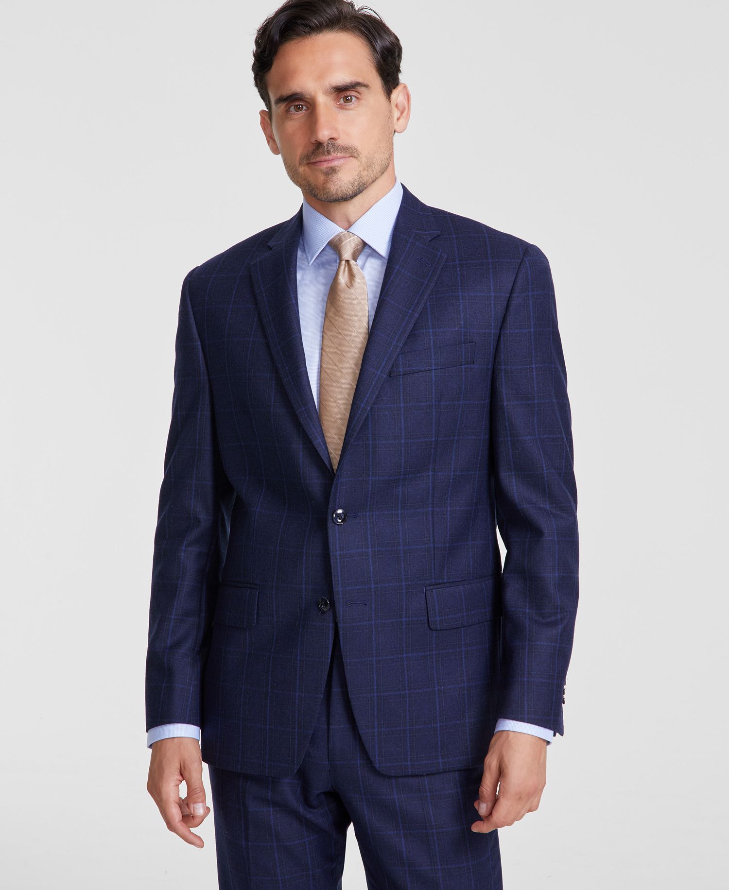 Michael Kors Men's Classic-Fit Fall Wool-Blend Stretch Plaid Suit Separate Jacket