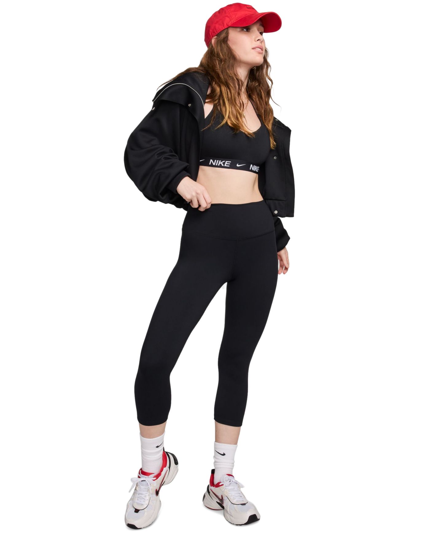 Женские леггинсы Nike One High-Waisted Cropped-Length, цвет: Чёрный — фото 2