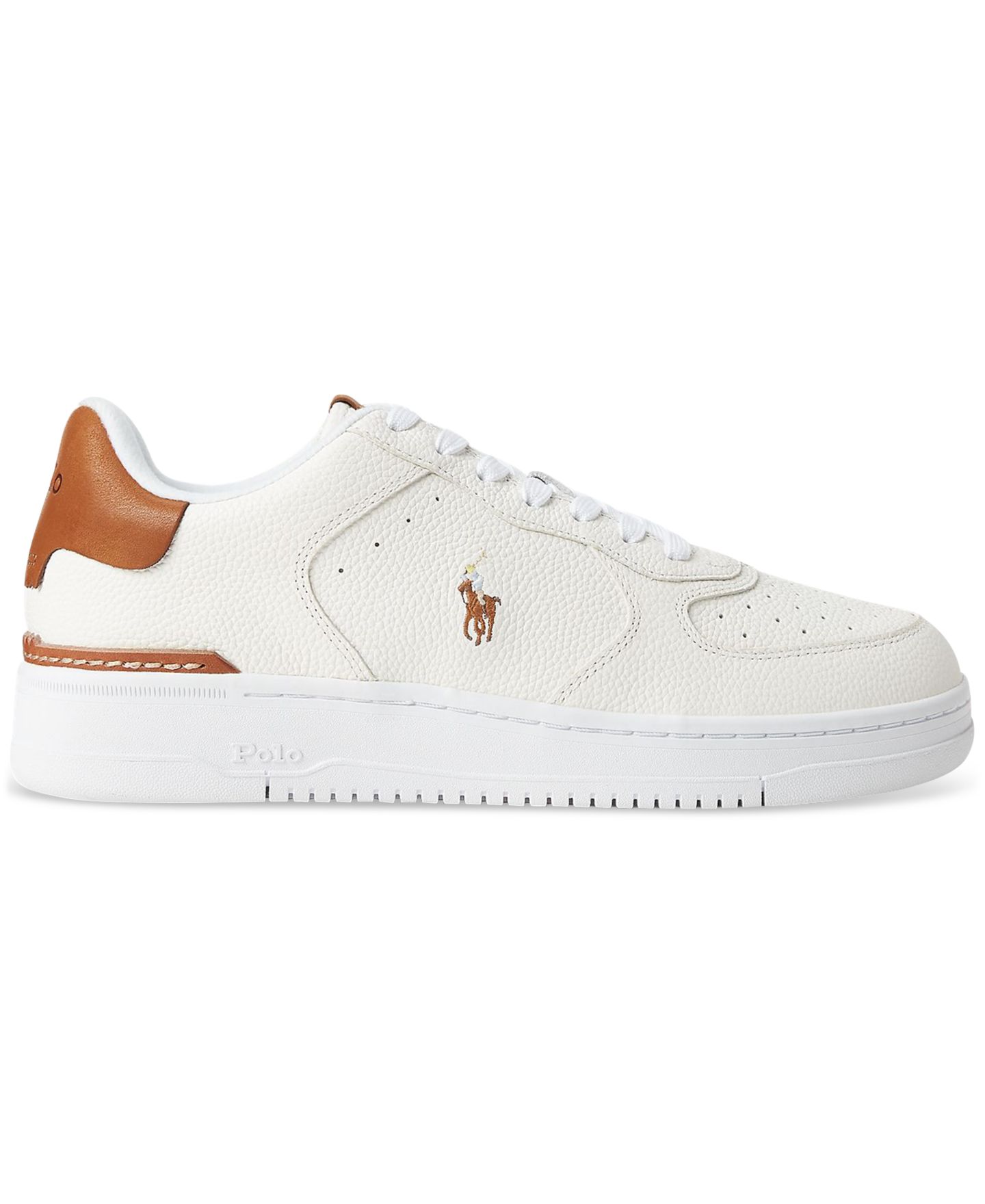 Мужские кроссовки Polo Ralph Lauren Masters Court Lace-Up, цвет: Белый / Рыжевато-коричневый — фото 2